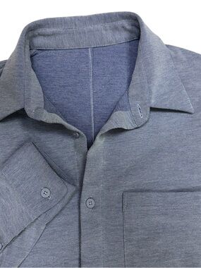 Lululemon Shirt Mens Medium Blue Commission Long Sleeve Button Up Performance